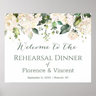 Póster Cartel de bienvenida para cena de ensayo floral co