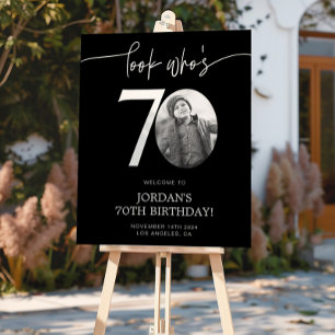 Póster Cartel de bienvenida para cumpleaños 70 negro Mi