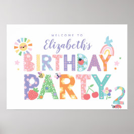 Póster Cartel de bienvenida para cumpleaños de niñas Past