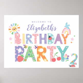 Póster Cartel de bienvenida para cumpleaños de niñas Past