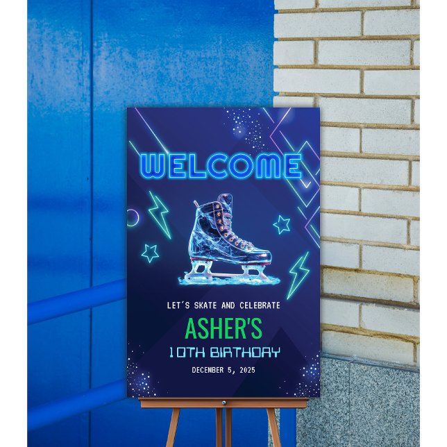 Póster Cartel de Bienvenida para Cumpleaños de Patinaje s (Subido por el creador)
