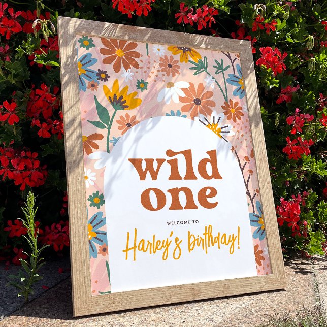 Póster Cartel de bienvenida para cumpleaños Retro Wildflo (Subido por el creador)