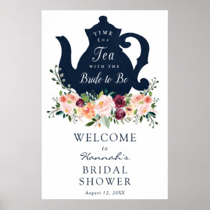 Póster Cartel de bienvenida para desayuno con té en la de