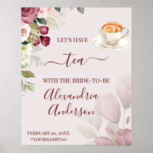 Póster Cartel de bienvenida para desayuno nupcial de rosa