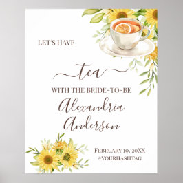 Póster Cartel de bienvenida para desayuno nupcial de Té d