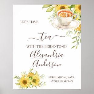 Póster Cartel de bienvenida para desayuno nupcial de Té d
