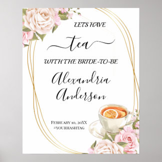 Póster Cartel de bienvenida para desayuno nupcial de Té d