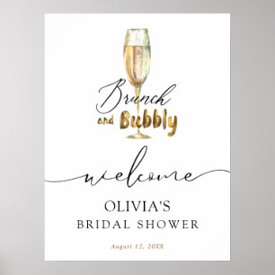 Póster Cartel de bienvenida para desayuno nupcial dorado