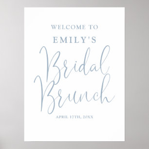 Póster Cartel de bienvenida para desayuno nupcial en azul