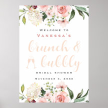 Cartel de bienvenida para desayuno y brindis en de