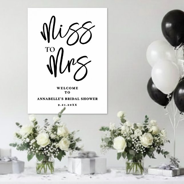 Póster Cartel de Bienvenida para Despedida de Soltera con (Simple Script Bridal Shower Welcome Sign)