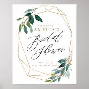 Póster Cartel de bienvenida para ducha de novia con flore