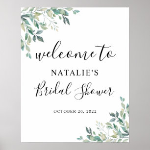 Póster Cartel de bienvenida para ducha de novia con veget