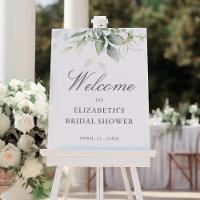 Cartel de bienvenida para ducha de novia con veget
