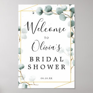 Póster Cartel de bienvenida para ducha de novia con veget