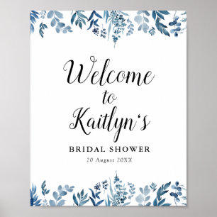 Póster cartel de bienvenida para ducha de novia floral az