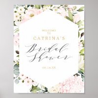 Cartel de bienvenida para ducha de novia floral co