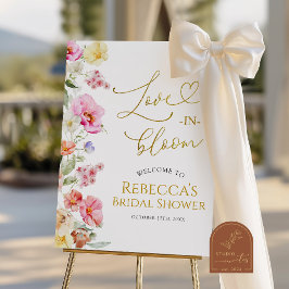 Póster Cartel de bienvenida para ducha de novia floral co