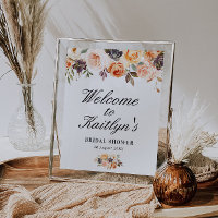 cartel de bienvenida para ducha de novia floral de