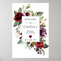 Cartel de bienvenida para ducha de novia floral ro