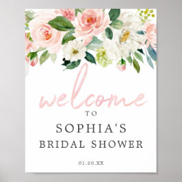 Póster Cartel de bienvenida para ducha de novia floral so
