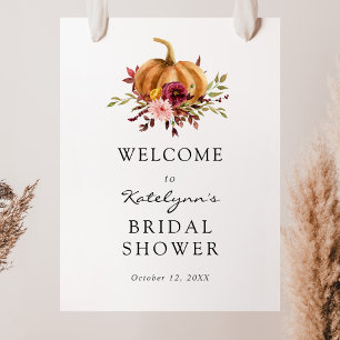 Póster Cartel de bienvenida para ducha nupcial de flores 
