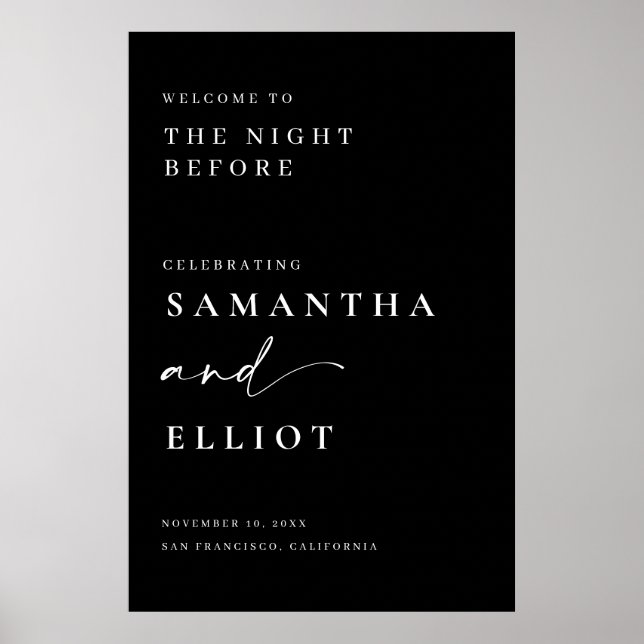 Póster Cartel de bienvenida para ensayo de boda minimalis (Frente)