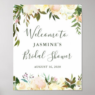 Póster Cartel de bienvenida para fiesta de boda con flore