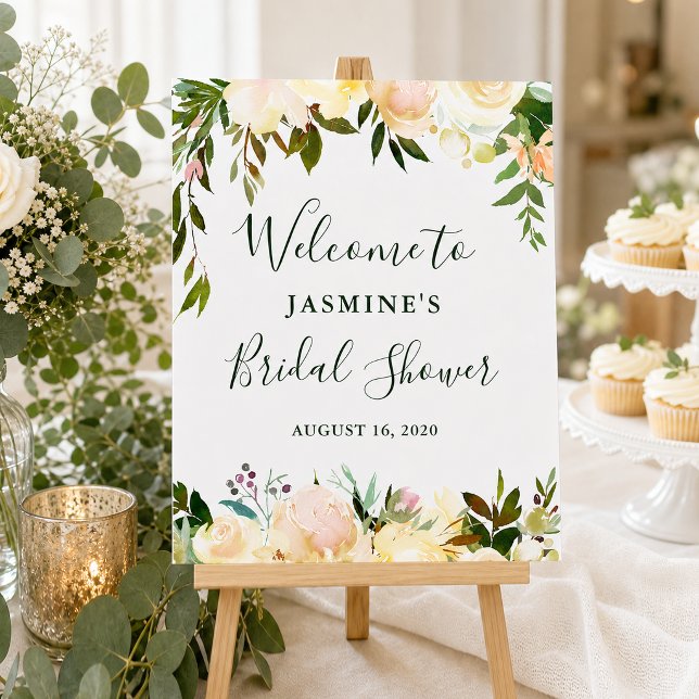 Póster Cartel de bienvenida para fiesta de boda con flore (Subido por el creador)