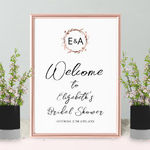 Póster Cartel de bienvenida para fiesta de boda con flore