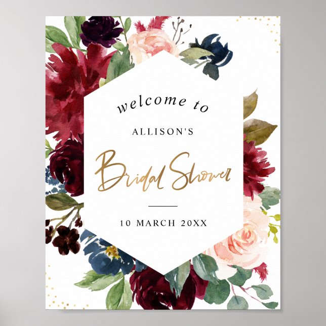 Póster cartel de bienvenida para fiesta de boda con marco (Frente)