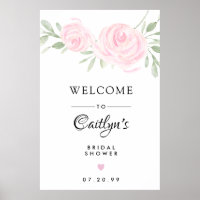 Cartel de bienvenida para fiesta de boda con rosas