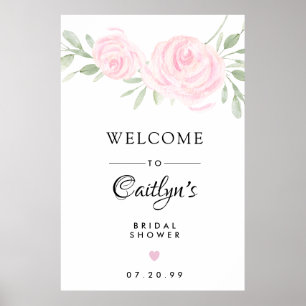 Póster Cartel de bienvenida para fiesta de boda con rosas