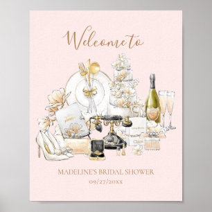 Póster Cartel de bienvenida para fiesta de boda en negro 