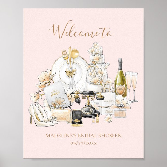 Póster Cartel de bienvenida para fiesta de boda en negro  (Frente)