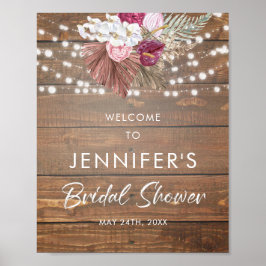 Póster Cartel de bienvenida para fiesta de boda floral de
