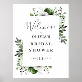 Póster Cartel de bienvenida para fiesta de boda floral ve
