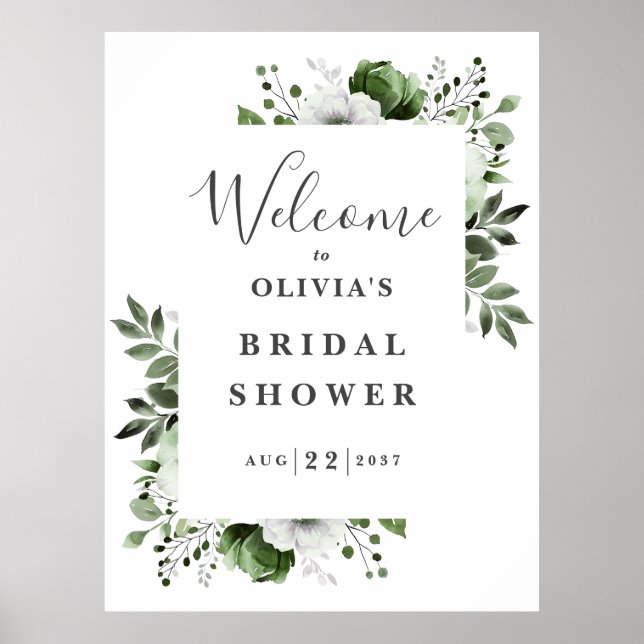 Póster Cartel de bienvenida para fiesta de boda floral ve (Frente)
