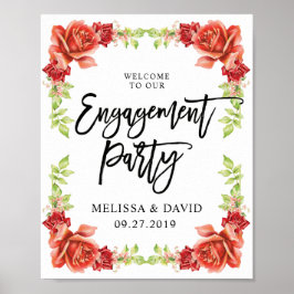 Póster Cartel de bienvenida para fiesta de compromiso Chi