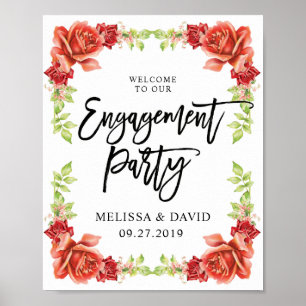 Póster Cartel de bienvenida para fiesta de compromiso Chi