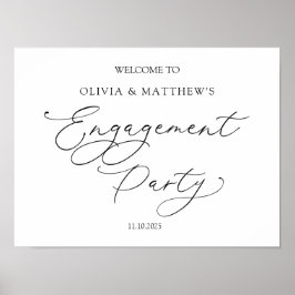 Póster Cartel de bienvenida para fiesta de compromiso clá