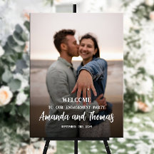 Cartel de bienvenida para fiesta de compromiso con