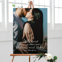 Cartel de bienvenida para fiesta de compromiso con