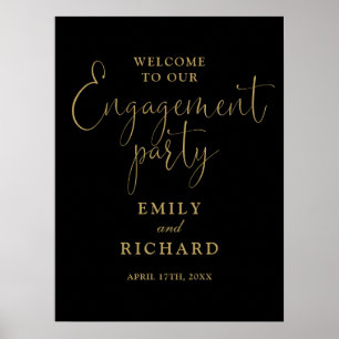 Póster Cartel de bienvenida para fiesta de compromiso en 