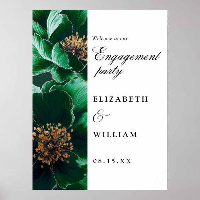 Póster Cartel de bienvenida para fiesta de compromiso flo (Frente)