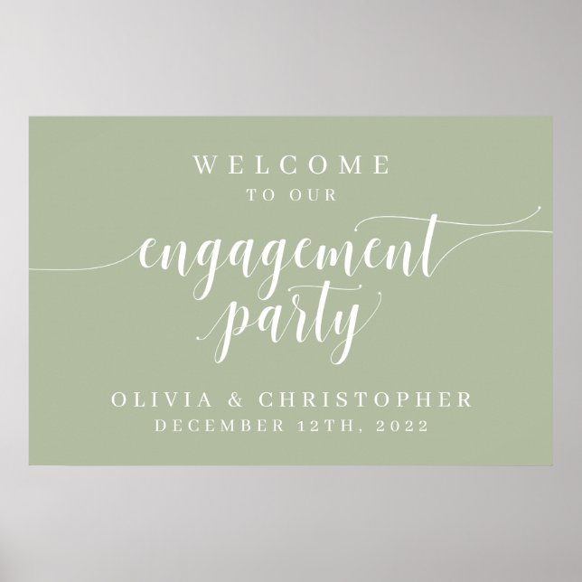 Póster Cartel de bienvenida para fiesta de compromiso Sag (Frente)