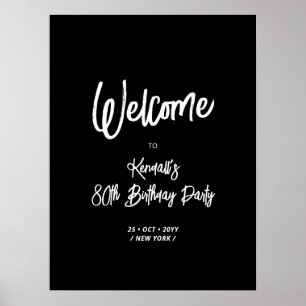 Póster Cartel de bienvenida para fiesta de cumpleaños 80 