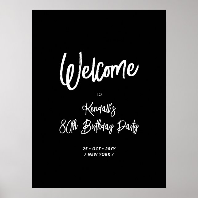 Póster Cartel de bienvenida para fiesta de cumpleaños 80  (Frente)