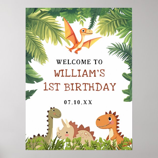 Póster Cartel de bienvenida para fiesta de cumpleaños con (Frente)