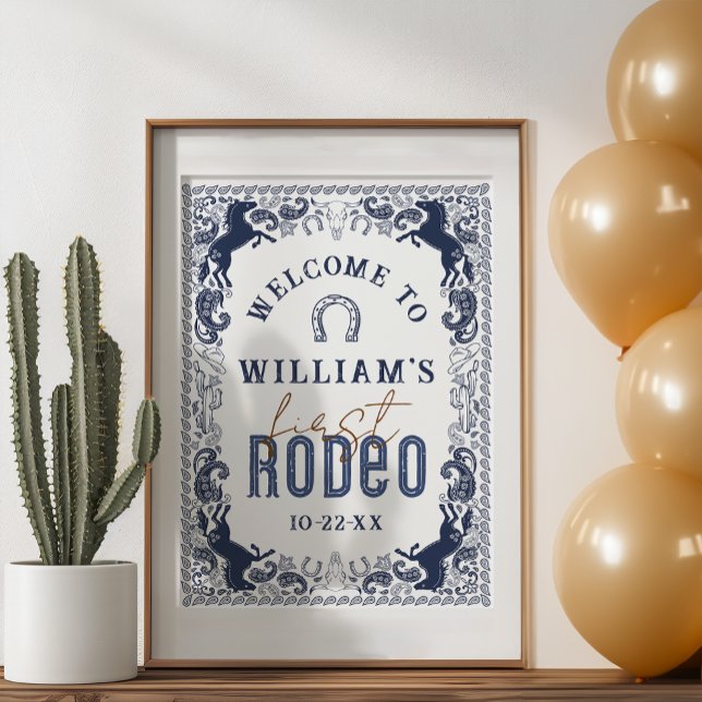 Póster Cartel de bienvenida para fiesta de cumpleaños del (Western Birthday Party Welcome Sign)